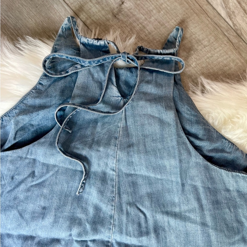 MOSSIMO | Chambray High Tie Neck, High Low Sun Dress (M) - Picture 9 of 12